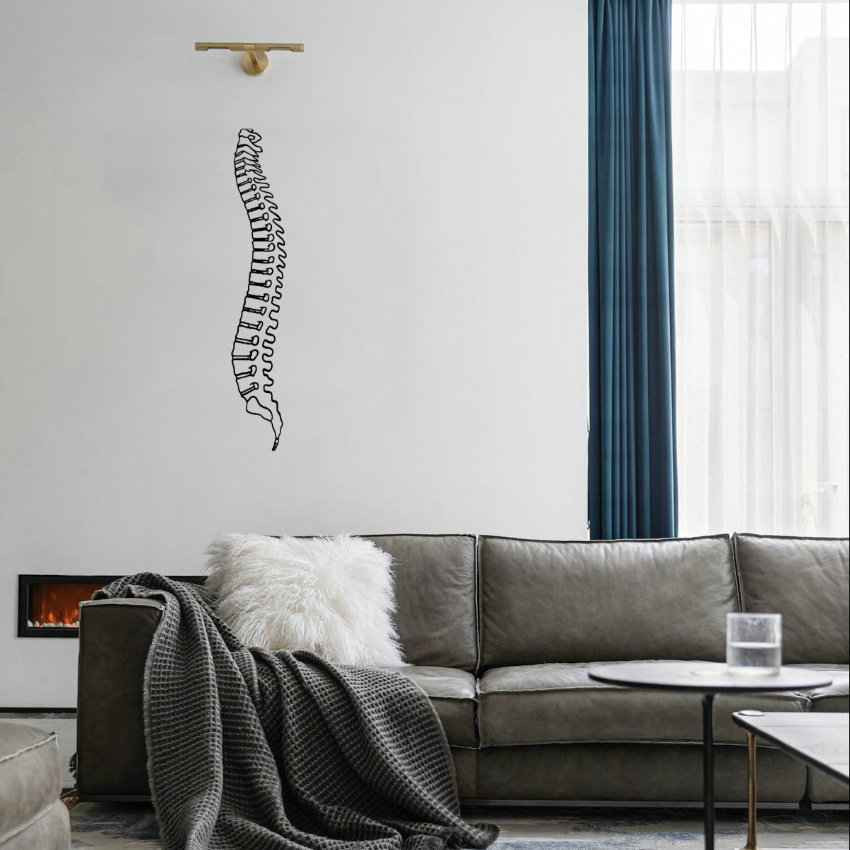 Spine Wall Art | Metal Wall Art Drawing | Chiropractic Wall Art | Spine Lateral View