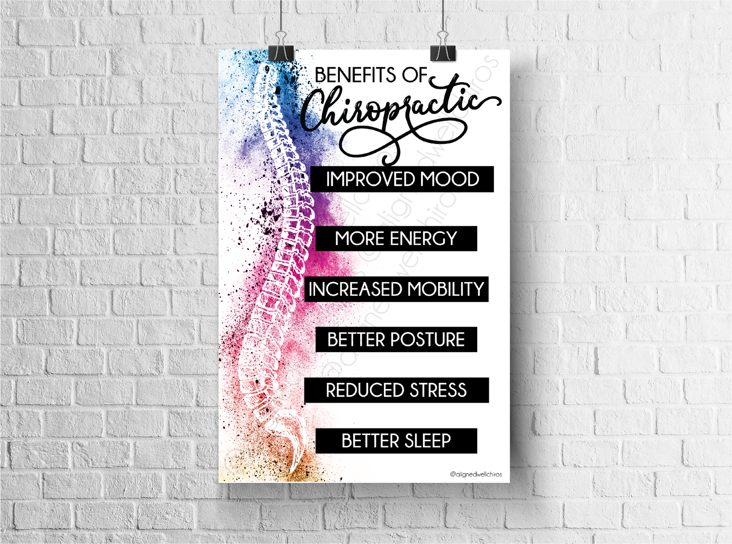 Benefits of Chiropractic | Chiropractic Wall Art | Chiropractic Art | Chiropractic Office Decor | Chiropractic Poster