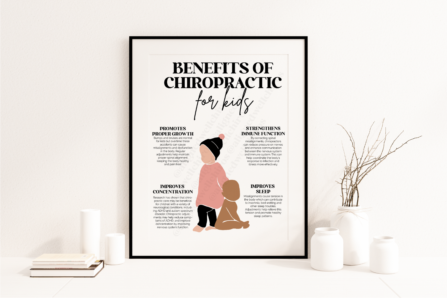 Benefits Of Chiropractic For Kids | Chiropractic Wall Art | Chiropractic Art | Chiropractic Office Decor | Chiropractic Poster