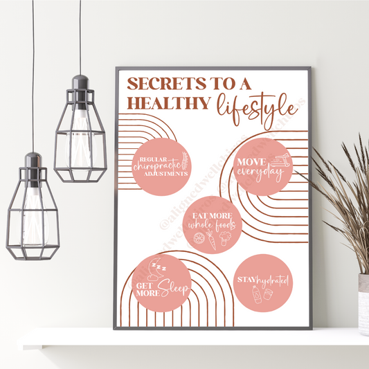 Secrets To A Healthy Lifestyle  | Chiropractic Wall Art | Chiropractic Art | Chiropractic Office Decor | Chiropractic Poster