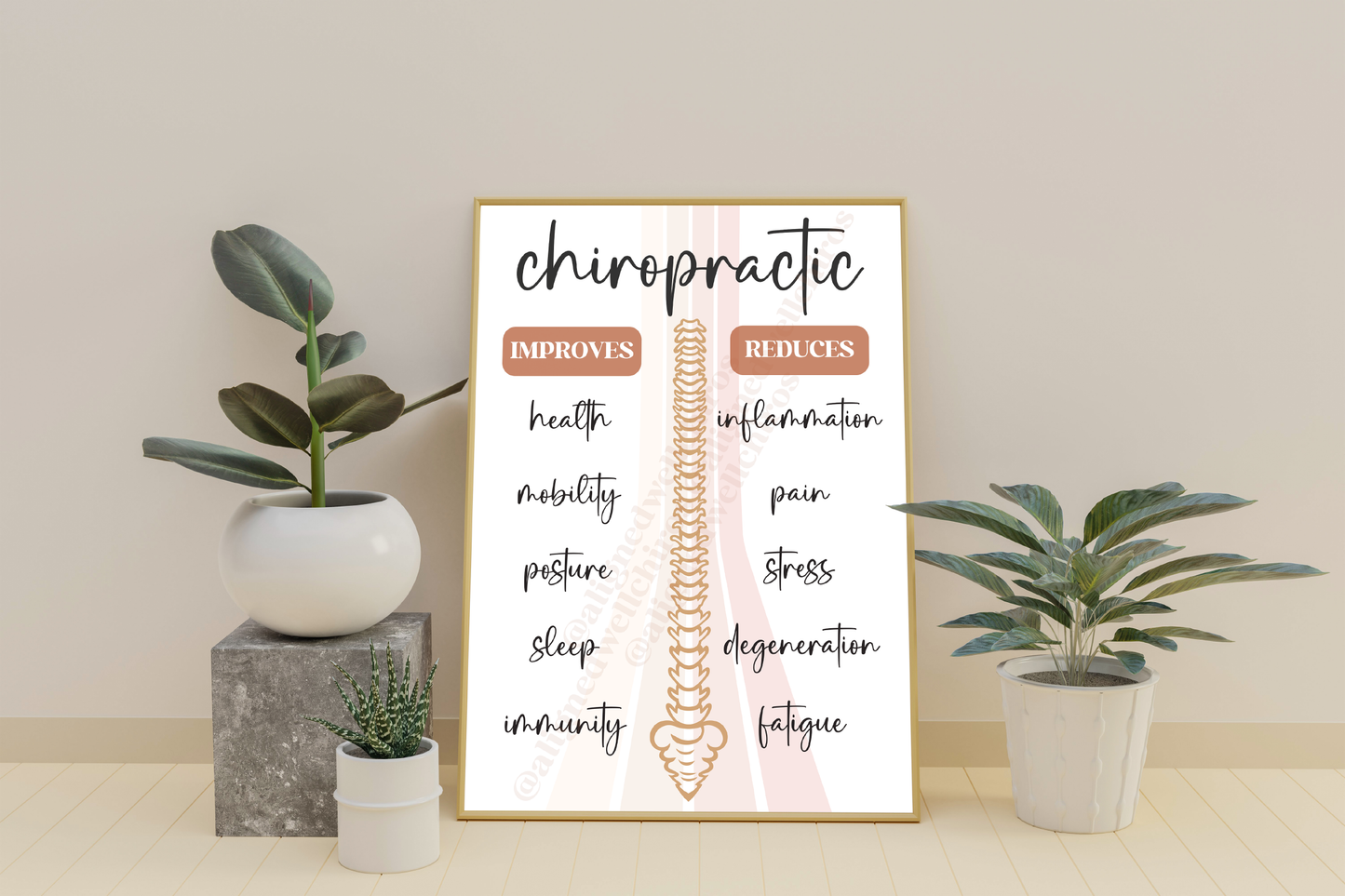 Chiropractic Improves Reduces | Chiropractic Wall Art | Chiropractic Art | Chiropractic Office Decor | Chiropractic Poster