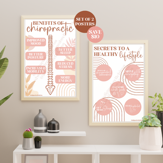 Set of 2 (Benefits/Secrets) | Chiropractic Wall Art | Chiropractic Art | Chiropractic Office Decor | Chiropractic Poster