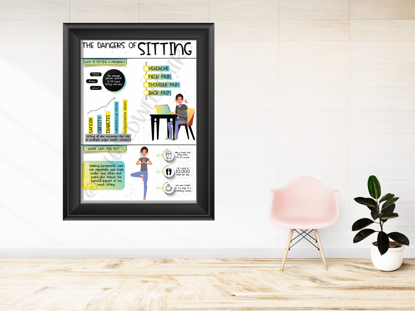 Sitting Disease | Chiropractic Wall Art | Chiropractic Art | Chiropractic Office Decor | Chiropractic Poster