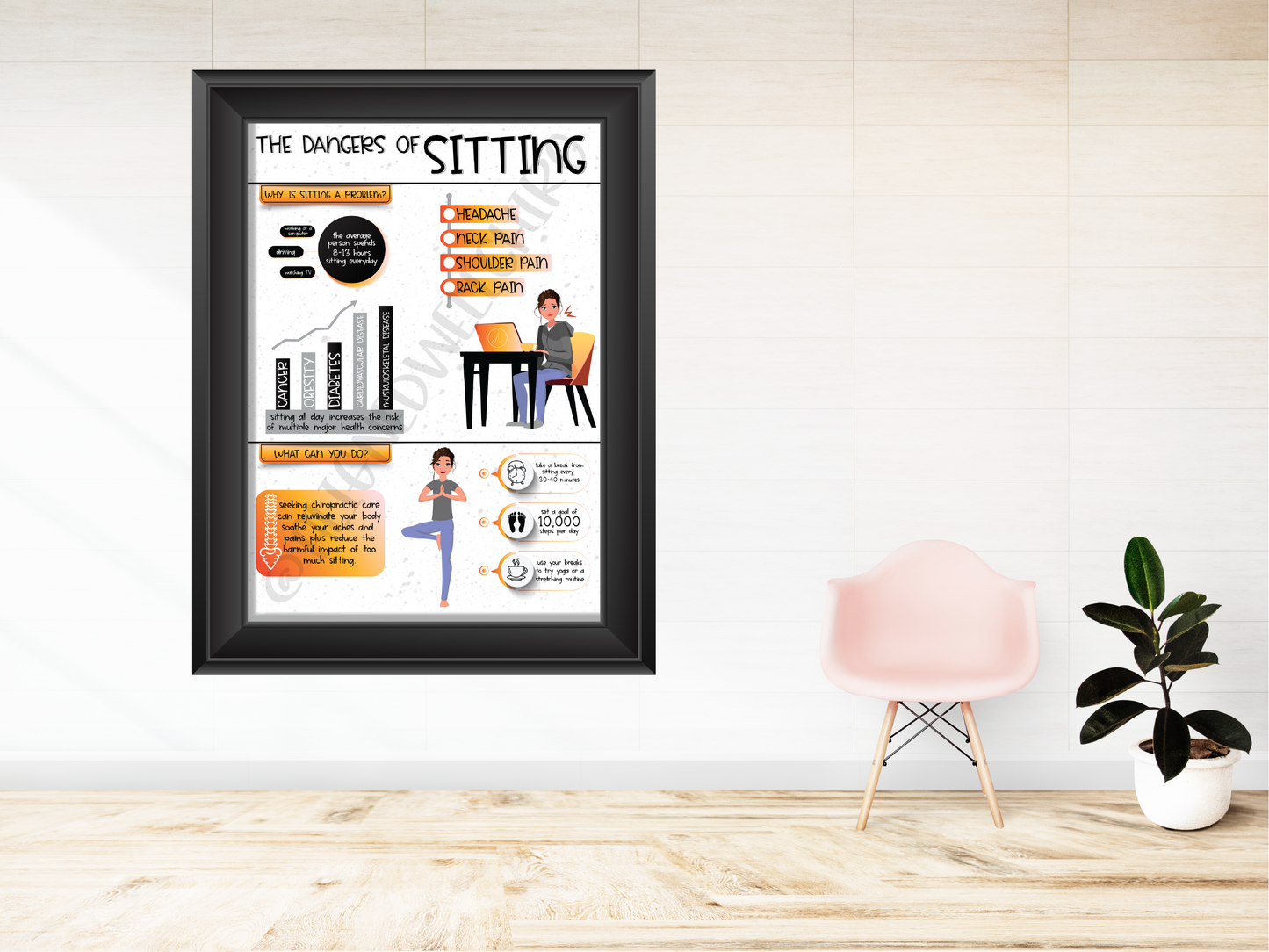 Sitting Disease | Chiropractic Wall Art | Chiropractic Art | Chiropractic Office Decor | Chiropractic Poster