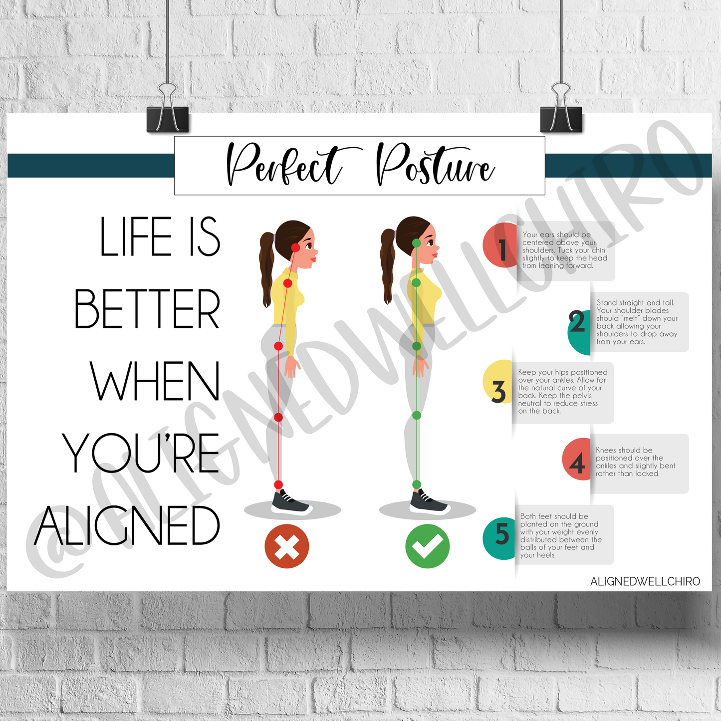 Perfect Posture | Chiropractic Wall Art | Chiropractic Art | Chiropractic Office Decor | Chiropractic Poster