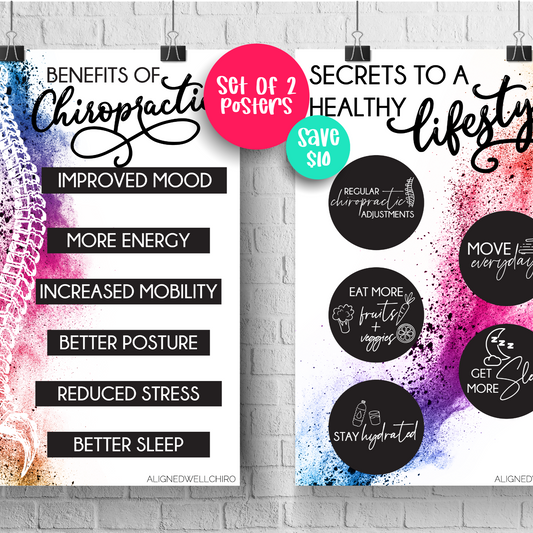 Set of 2 (Benefits/Secrets) | Chiropractic Wall Art | Chiropractic Art | Chiropractic Office Decor | Chiropractic Poster