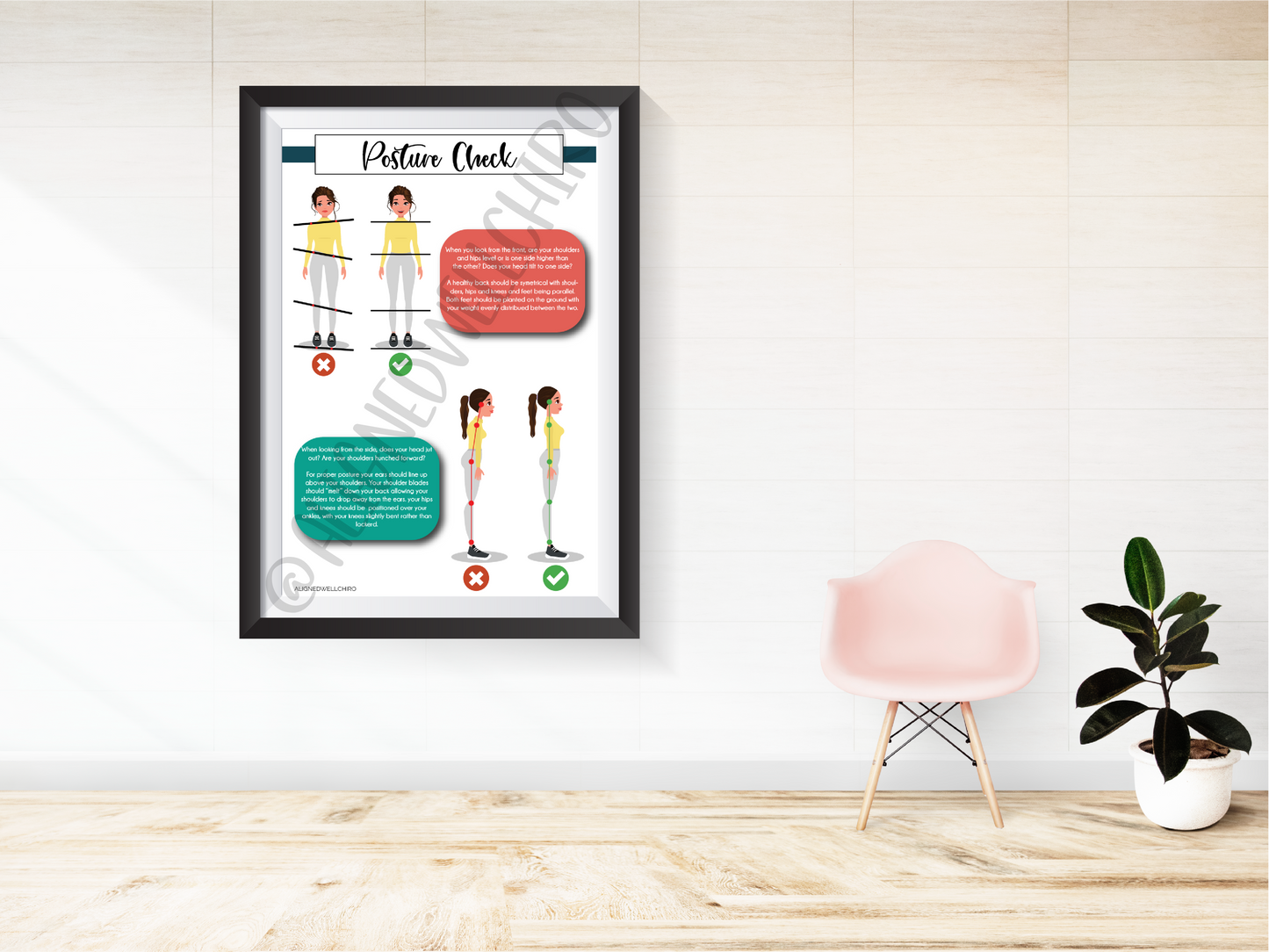 Posture Check | Chiropractic Wall Art | Chiropractic Art | Chiropractic Office Decor | Chiropractic Poster